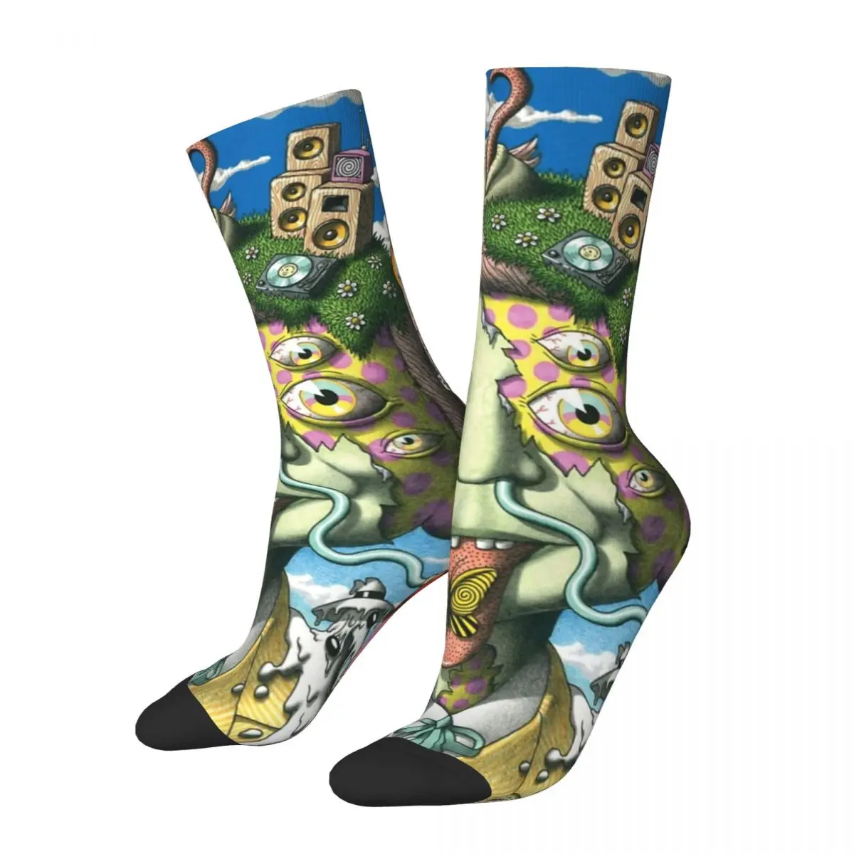 Funny Crazy Compression Sock for Men Alfred E. Neuman From MAD Magazine Hip Hop Harajuku Artwork Happy Seamless Boys Crew Sock