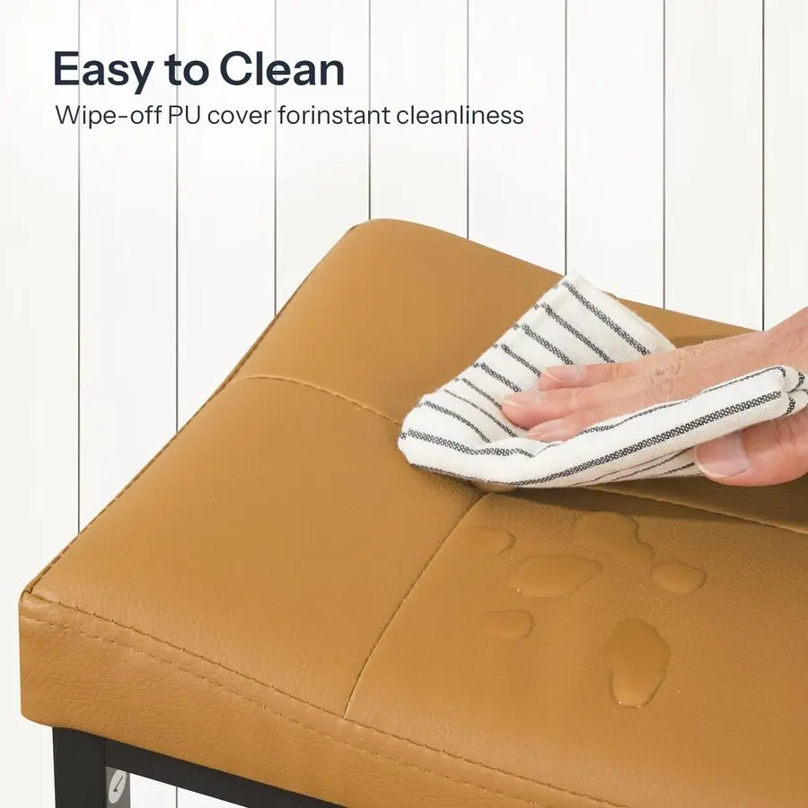 Bar Stools,25.4 Saddle Stools with PU Upholstery, Counter Height Stools with Footrest, Kitchen Breakfast Chairs, for Dining Room