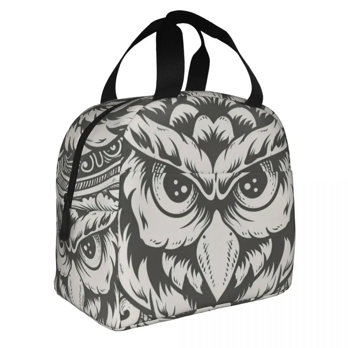 

Owl Head With Engraving Ornament Lunch Bento Bags Portable Aluminum Foil thickened Thermal Cloth Lunch Bag for Women Men Boy