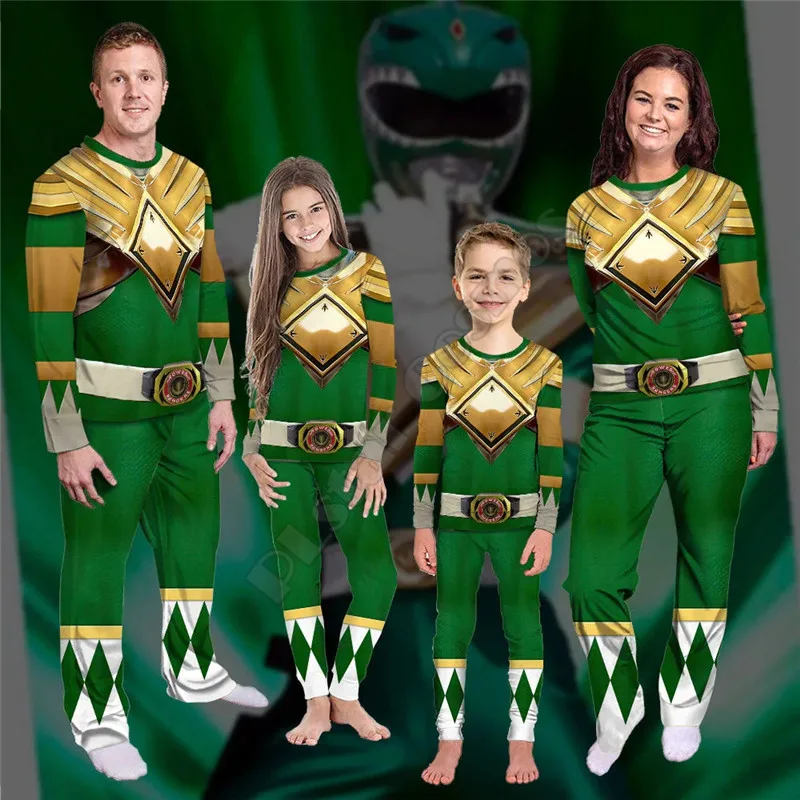 

Classic Movie Characters Power Ranger Green 3D All Over Printed Funny Cartoon Family Pajamas Cosplay Clothes 01