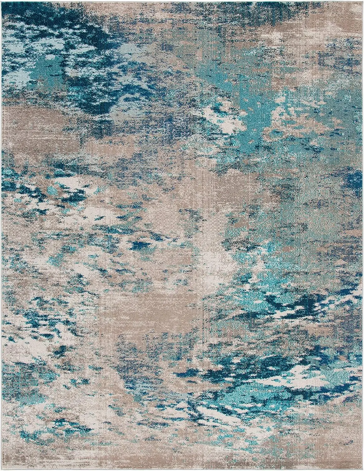 X Large Area Rug Blue Grey Modern Boho Abstract Design Non Shedding Easy Care Ideal for High Traffic Areas in Living Room