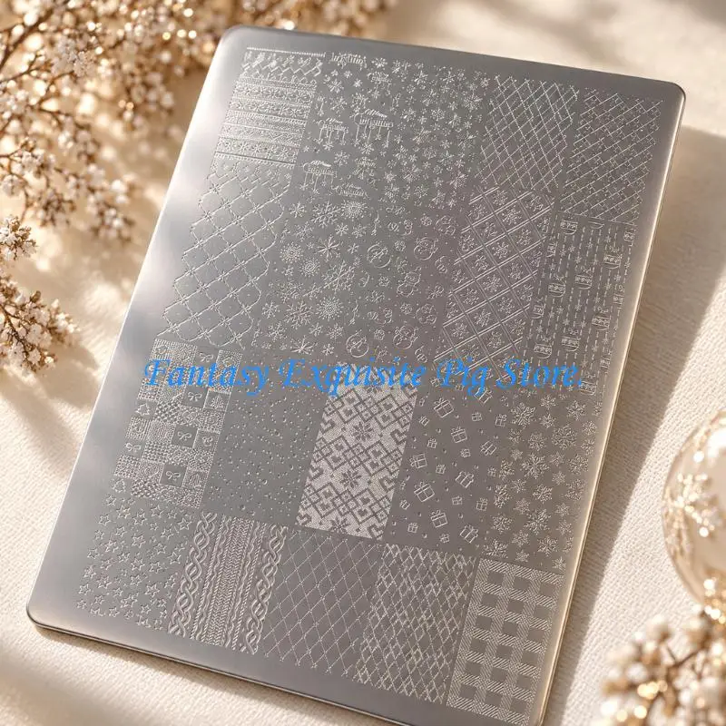 Art Stamping Plate with Engraved Designs, Reusable Stainless Steel Tool for Polish or Gel Pattern Transfer Projects