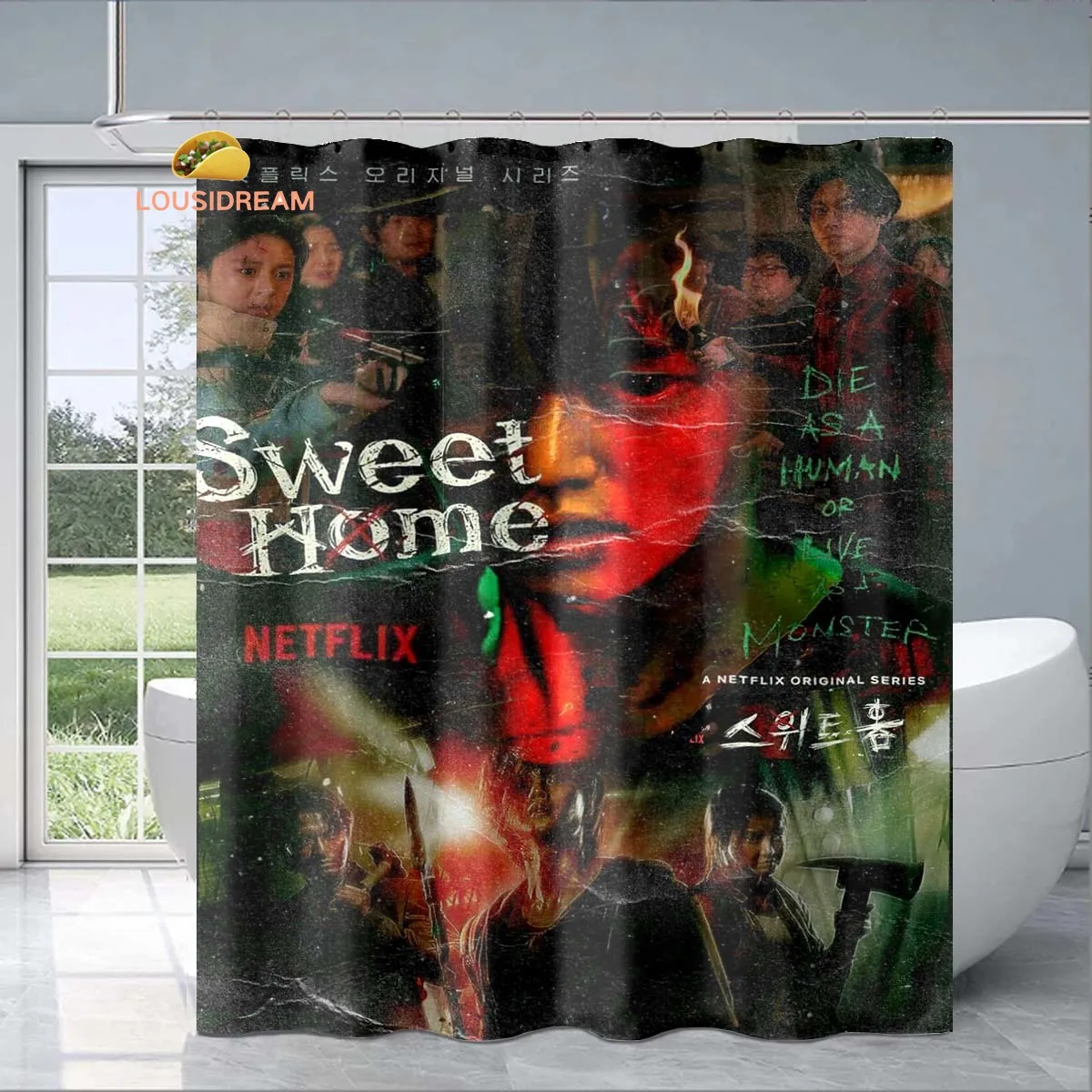 

S-Sweet Home Exquisite Shower Curtain Fashionable Decorative Gift for Adult Children's Bathroom Waterproof and Mildew-proof