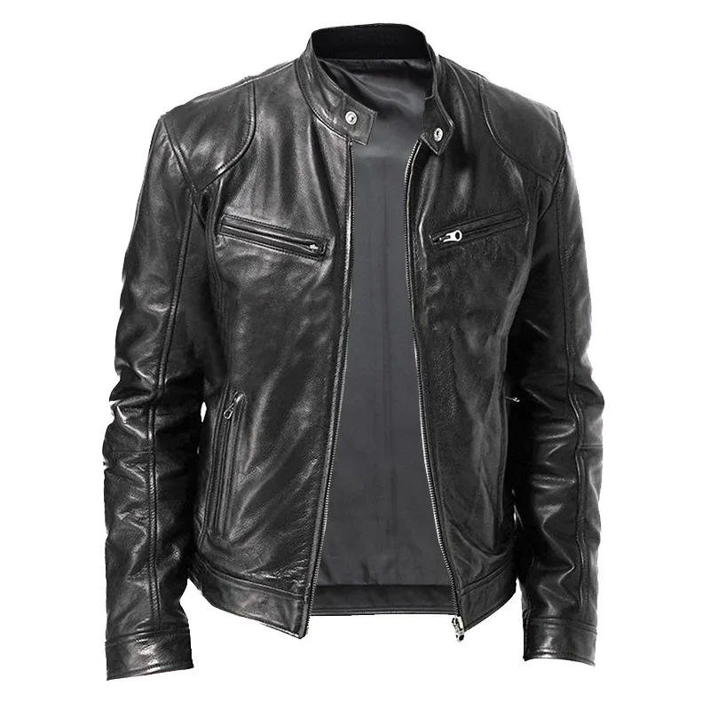 

LIBIELIY 2025 Spring Casual Motorcycle Mens PU Jacket Biker Leather Coats Windbreaker Leather Jacket Men Leather Jackets Slim Cl