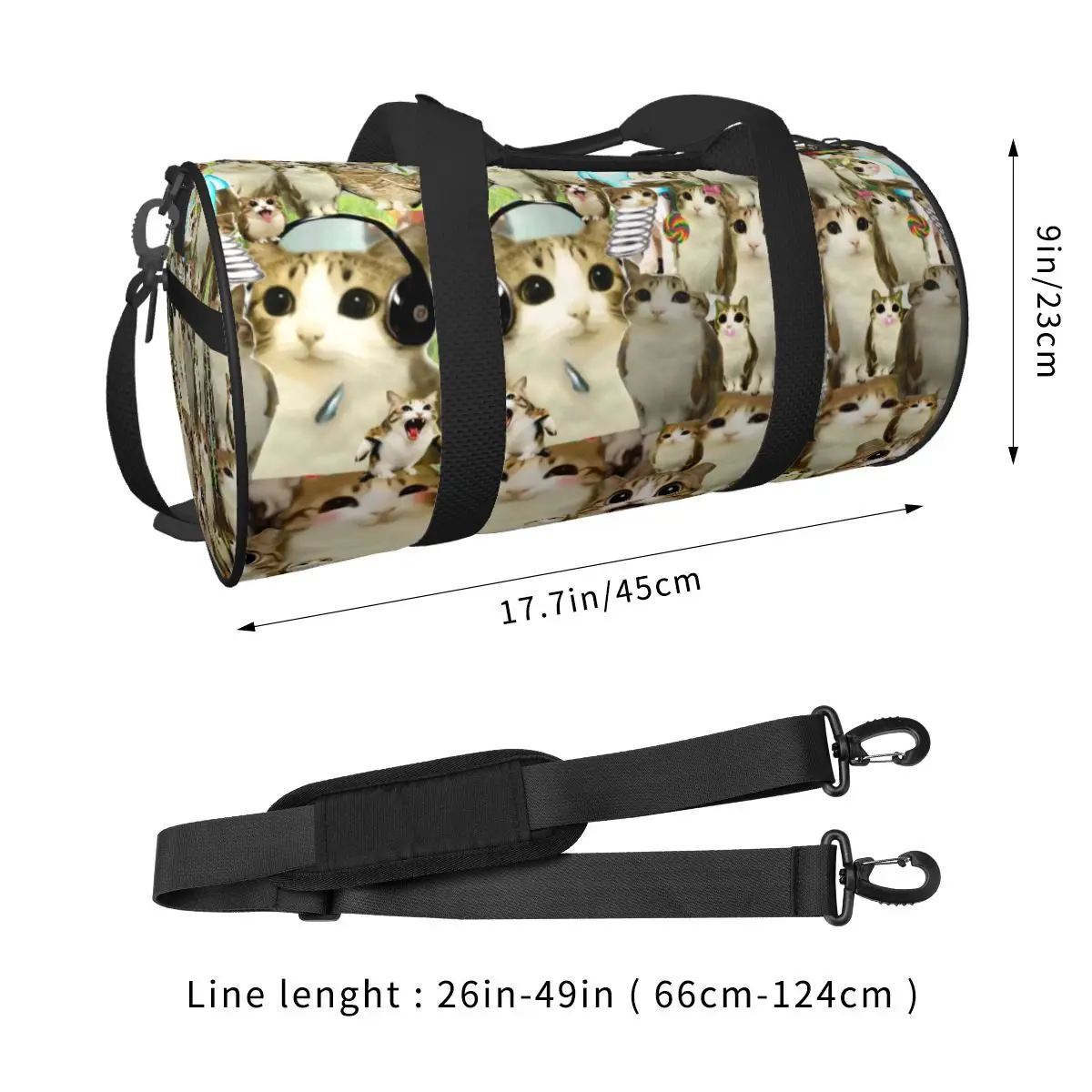 Decora Meowl Gym Bag Oxford Sports Bags with Shoes Travel Training Custom Handbag Funny Fitness Bag For Men