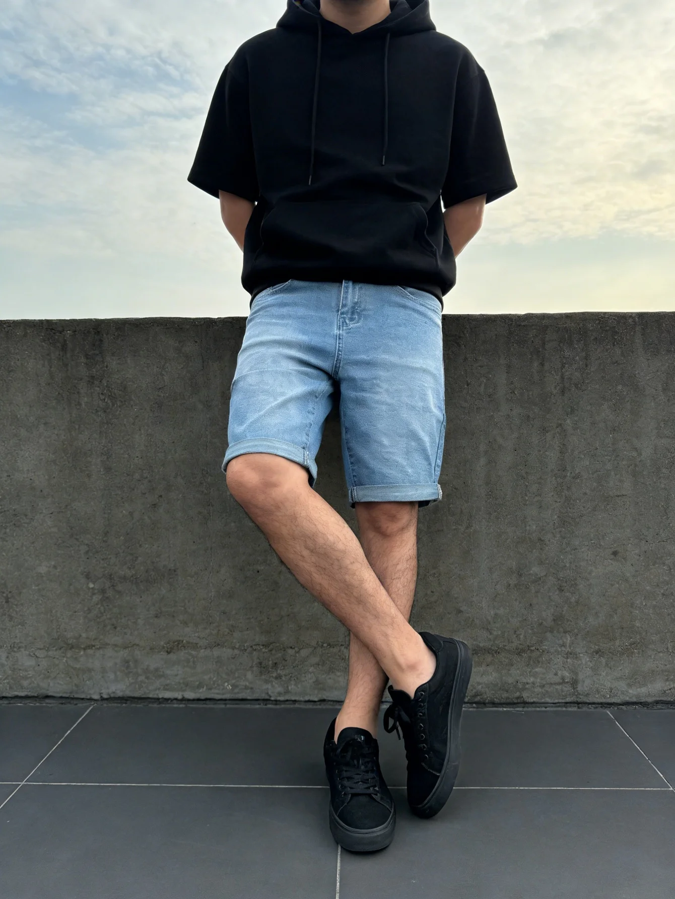 Unisex Casual Stretch Blue Jorts Skinny Slim Fit Denim Jeans Pants Y2K Clothes For Men view 2