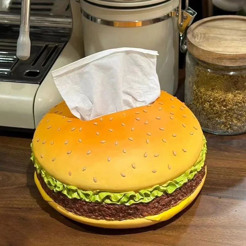 

Креативный ретро-дизайн: коробка для салфеток в форме гамбургера, настольный держатель для салфеток, декоративное украшение для гостиной, необычный акцент для дома