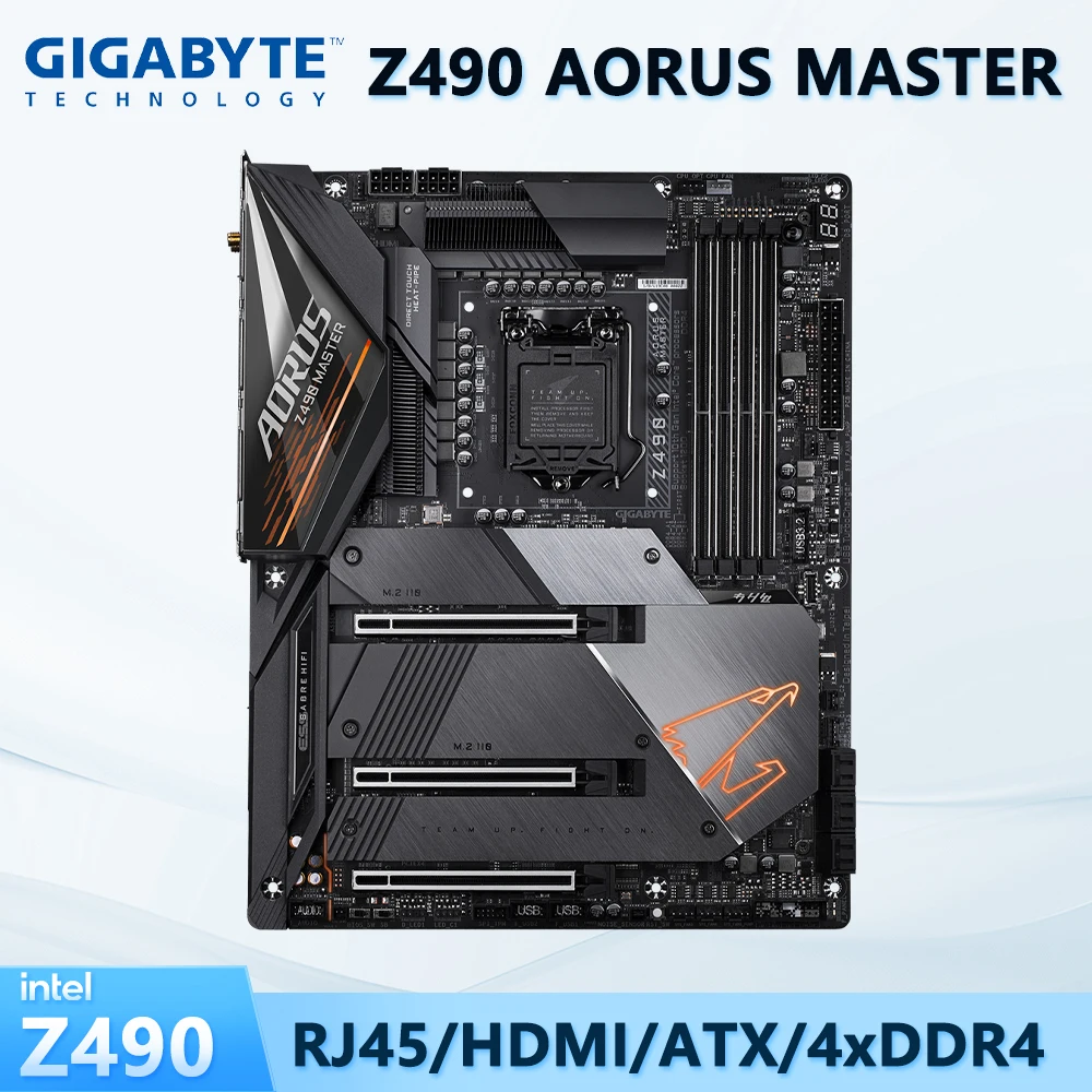 중고 메인보드, GIGABYTE 마더보드, Z490 AORUS 마스터, Z490 칩셋, 10 번째 11 번째 코어 CPU용 LGA 1200 소켓, ATX 폼 팩터 