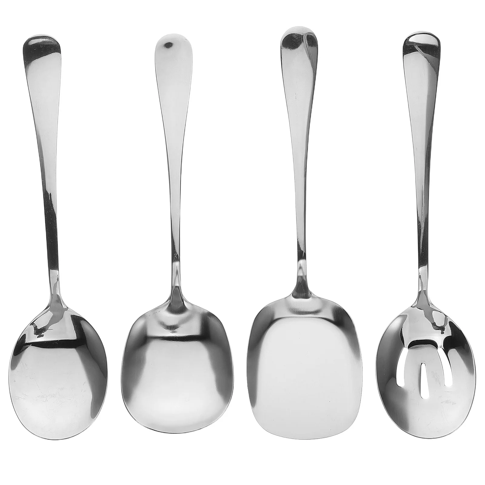 

4Pcs Stainless Steel Serving Spoons Mirror Polished Surface Large Capacity Soup Stews Buffet Banquet Dining Essential