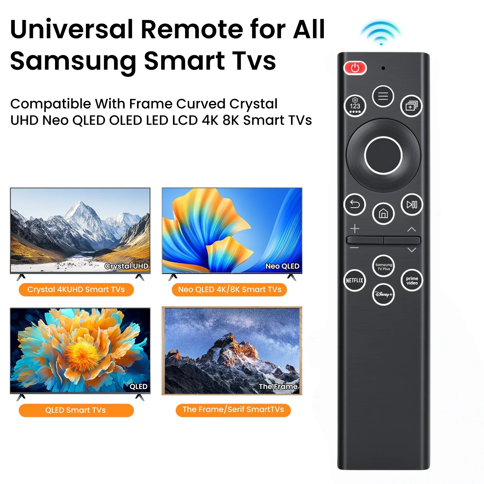 Universal Backlit Remote for Samsung TV Remotes with All Buttons Lighting Up for Samsung Smart TVs No Setup Required (No Voice)