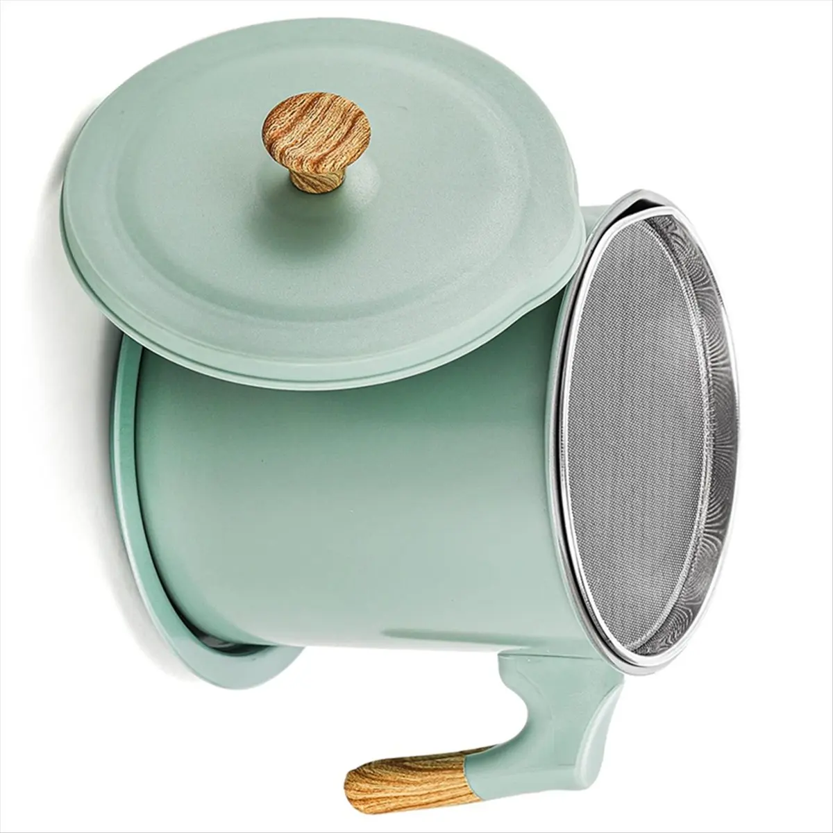 New Bacon Grease Container with Strainer 1.4L Stainless Steel Oil Filter Pot Cooking Oil Storage Pot with Strainer view 3