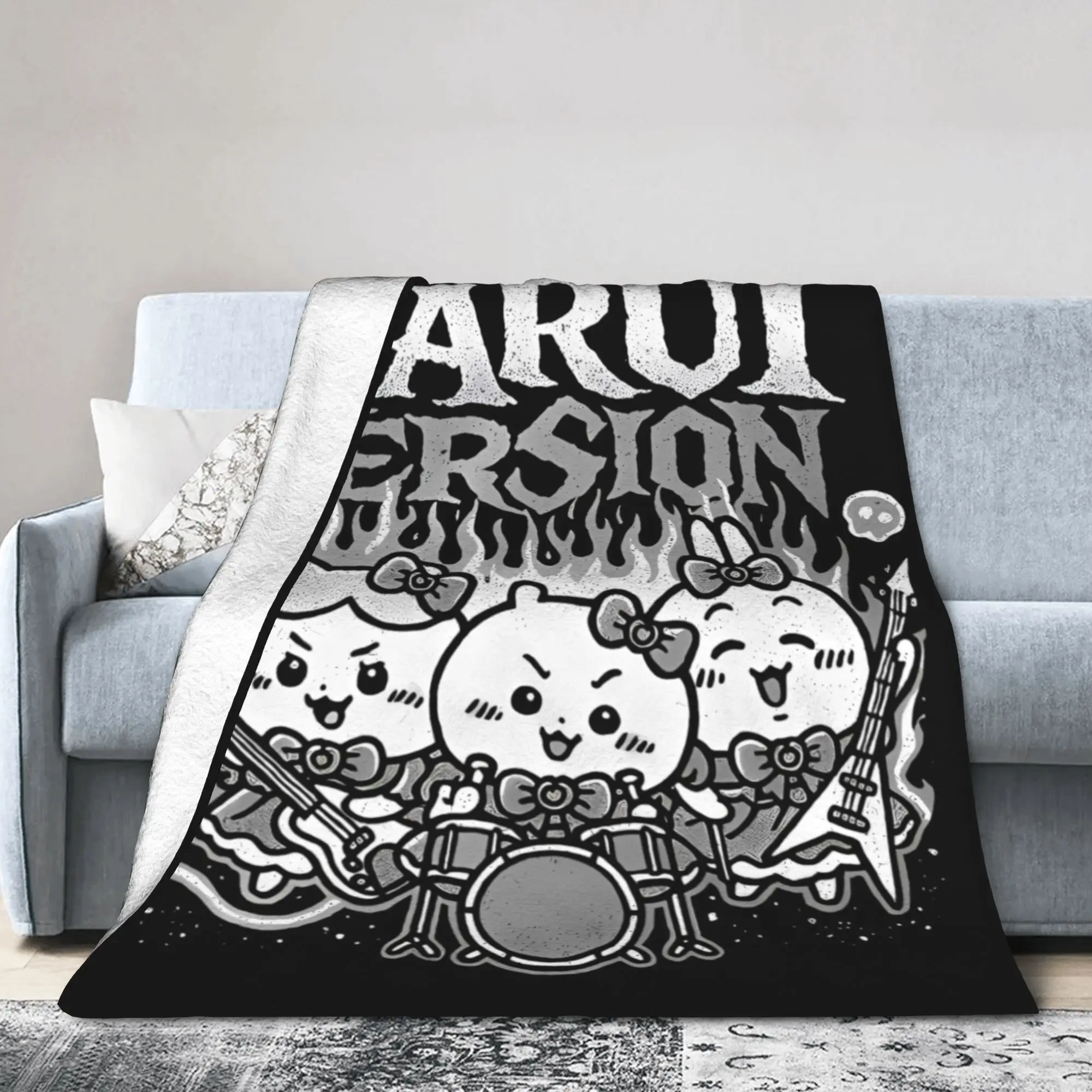 Chiikawa Hachiware Usagi Warui نسخة الصوف رمي بطانية الجرونج البطانيات ل أريكة المفارش لينة في الهواء الطلق تنفس #1