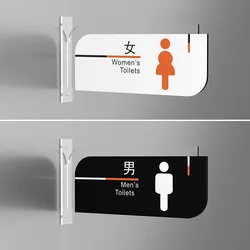 Bathroom Signage Side-hanging Double-sided Washroom Door Sign Men's and Women's Toilet Signage Public Toilet Sign WC Decoration