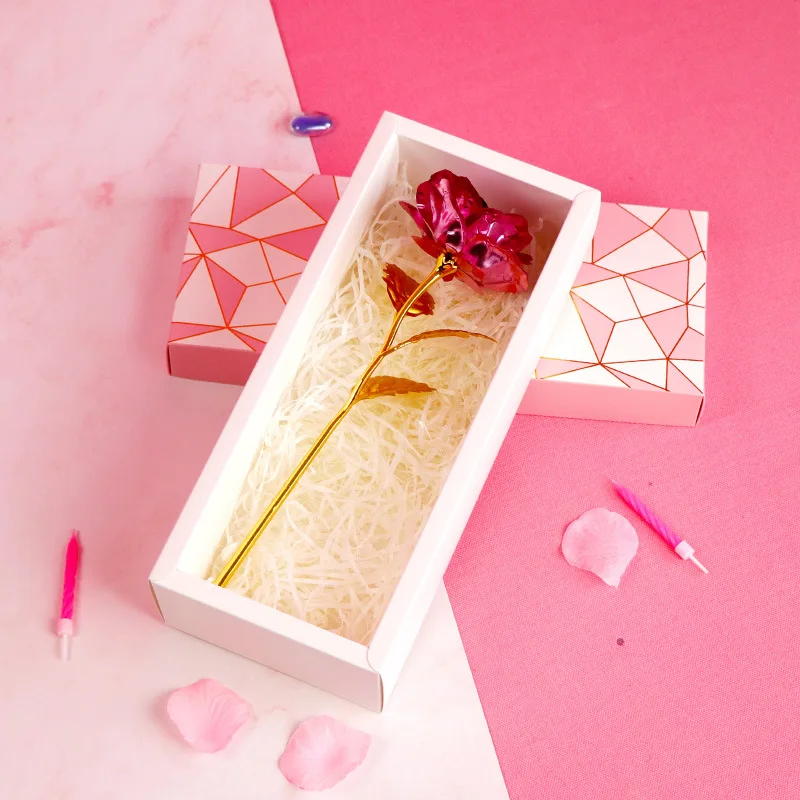 [1개 크리스탈 다이아몬드 장미] 고급스러운 크리스탈 다이아몬드 장미 선물 상자, 녹색 잎과 금색 줄기가 있는 붉은 장미 (웨딩용)