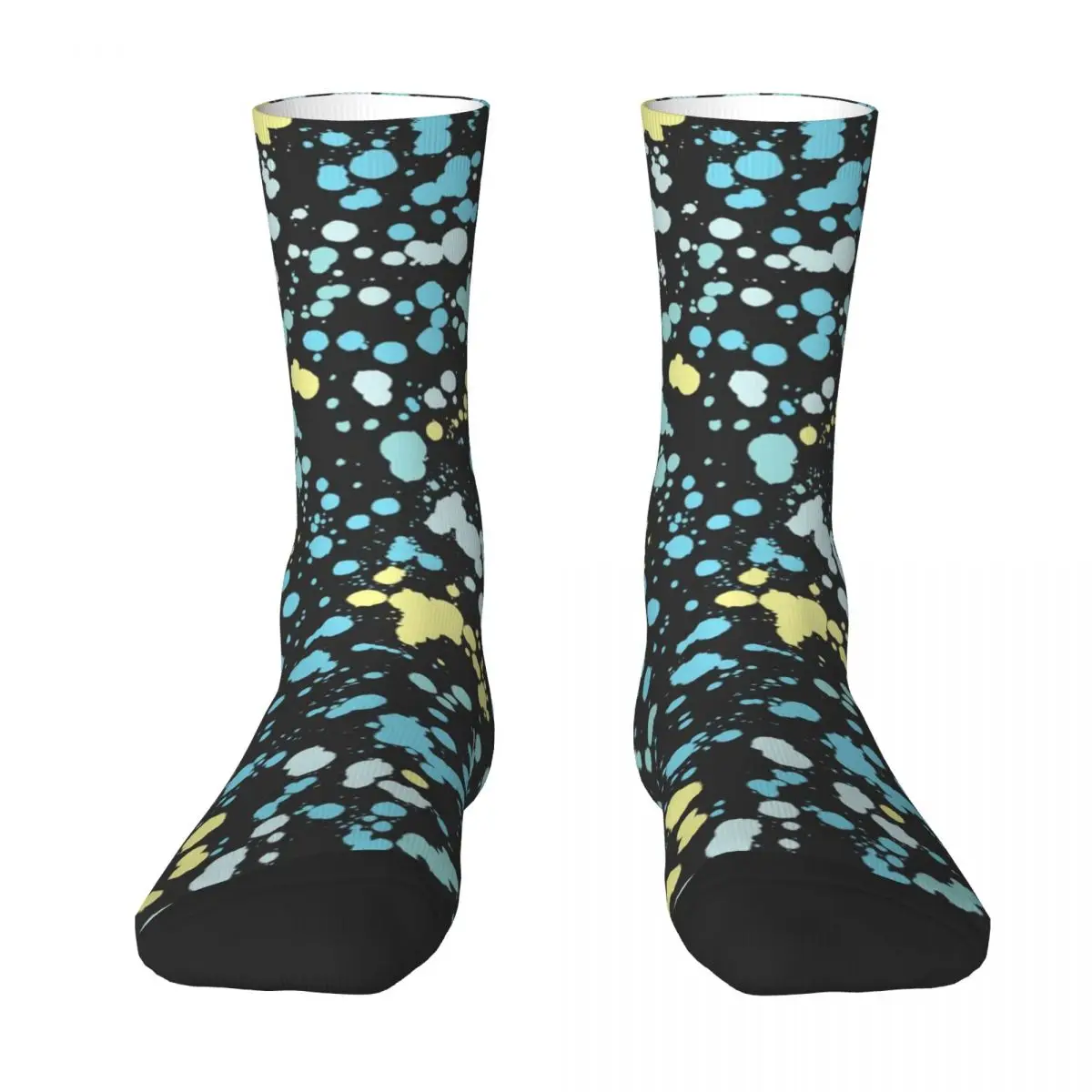 Dripping Dots Painting Socks Autumn Stains Blue Colors Stockings Retro Unisex Medium Soft Socks Design Outdoor Non Slip Socks