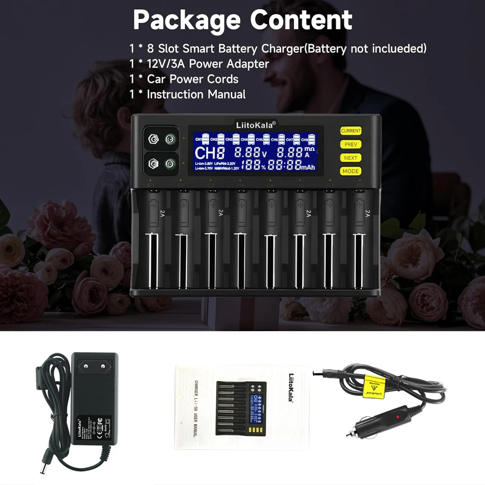 LiitoKala Lii-S8 Universal Battery Charger for 18650 3.7V Li-ion NiMH 1.2V 9V Li-FePO4 3.2V IMR 3.8V 26650 21700 26700 A image 5