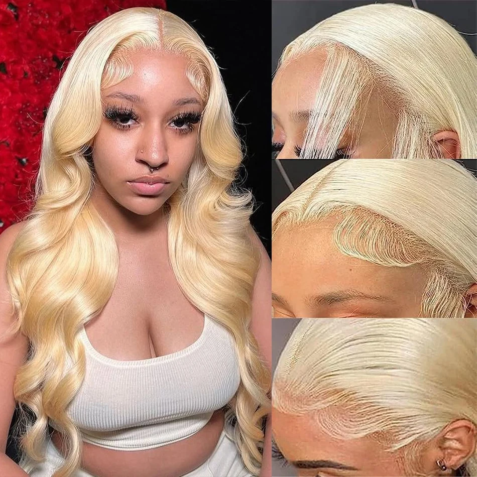 

Blonde Lace Front Wigs Human Hair 13x6 HD Lace Frontal Wig Human Hair Preplucked Body Wave Wig Human Hair for Women 180% Density