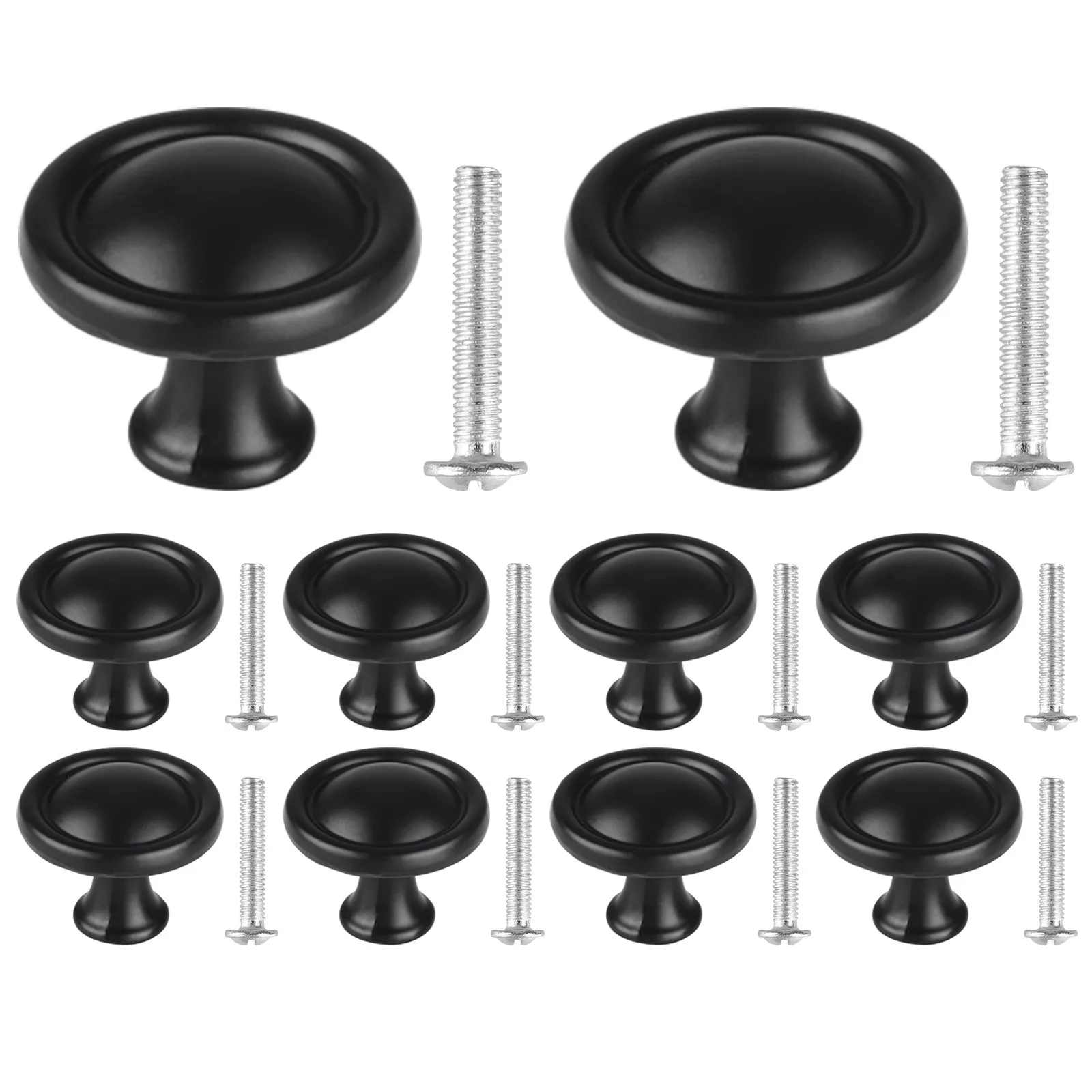 

30Pcs Kitchen Cabinet Knobs Round Drawer Handles Cabinet Hardware Round Knobs With Screws Elegant Black Finish For Bathroom