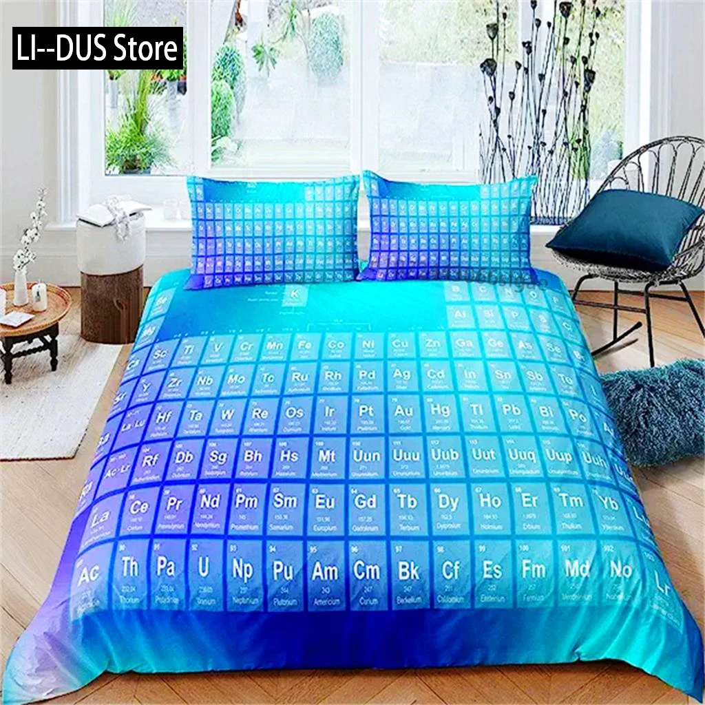 

Science Duvet Cover Periodic Table Of Elements Bedding Set Chemistry Lovers Learning Image Kids Teens Bedroom Decor Blue Purple