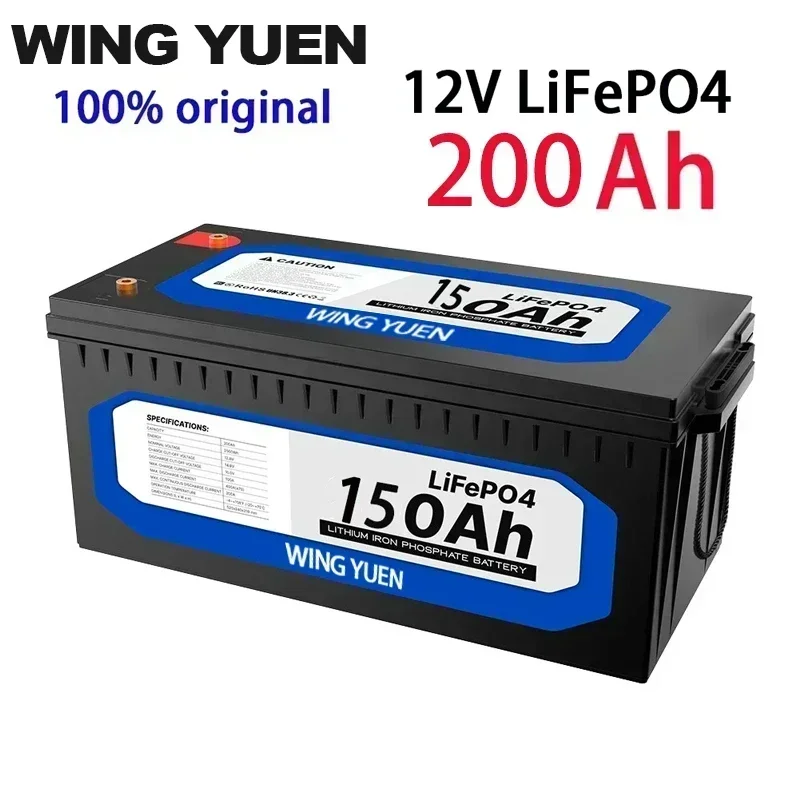 

12V 200Ah LiFePO4 Battery Built-in BMS Lithium Iron Phosphate Cell For RV Campers Golf Cart Off-Road Off-Grid Solar With Charger