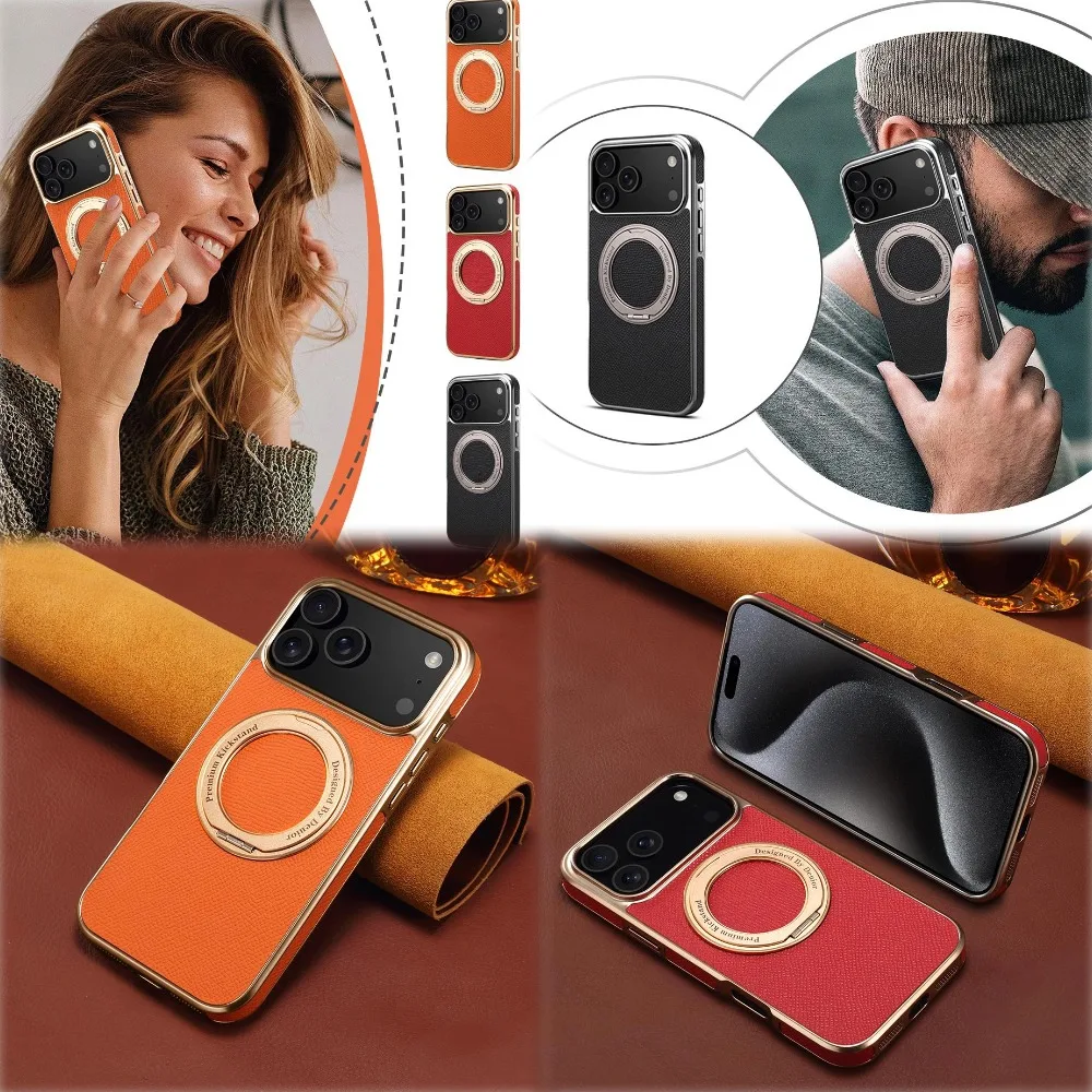 آيفون 17 برو / برو ماكس 360 ° حامل قابل للدوران، جراب هاتف مغناطيسي مطلي بالكهرباء، جراب واقٍ للهاتف مضاد للسقوط والغبار #1