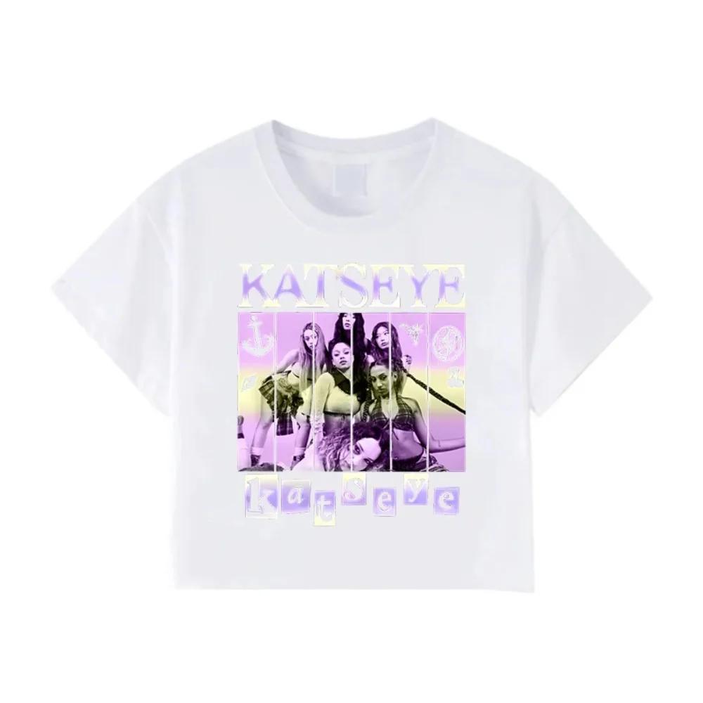 Kpop Girl Group Katseye Crop Top Casual T-Shirts Damen Korean Ulzzang Katseye Cropped T-Shirt Geschenke Damen Y2K Kleidung – Detail 9