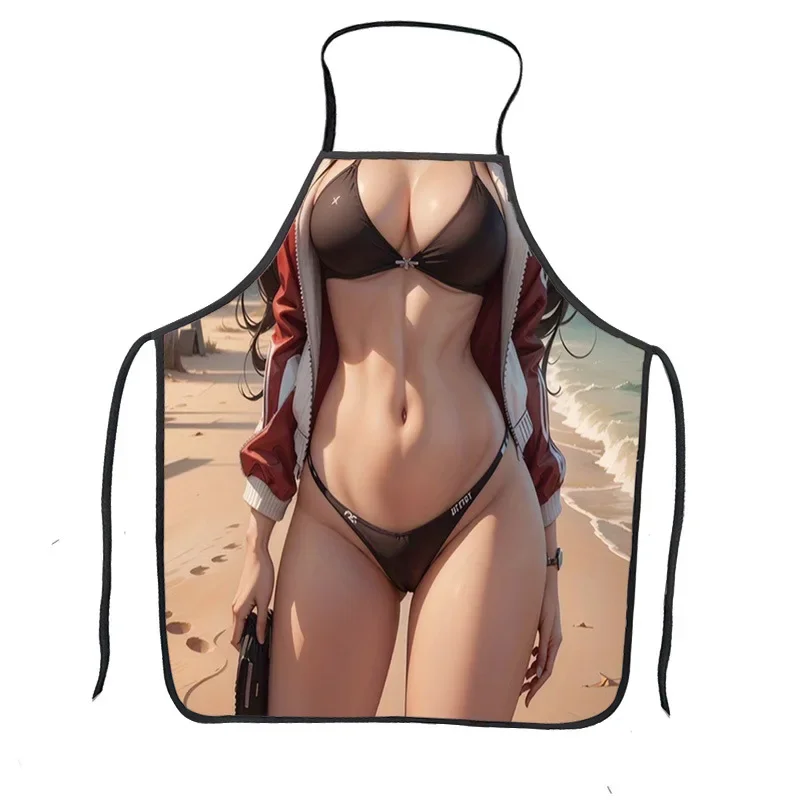 Creative Funny Apron 3D Printed Waterproof and Stain Proof Household Barbecue Spoof Apron