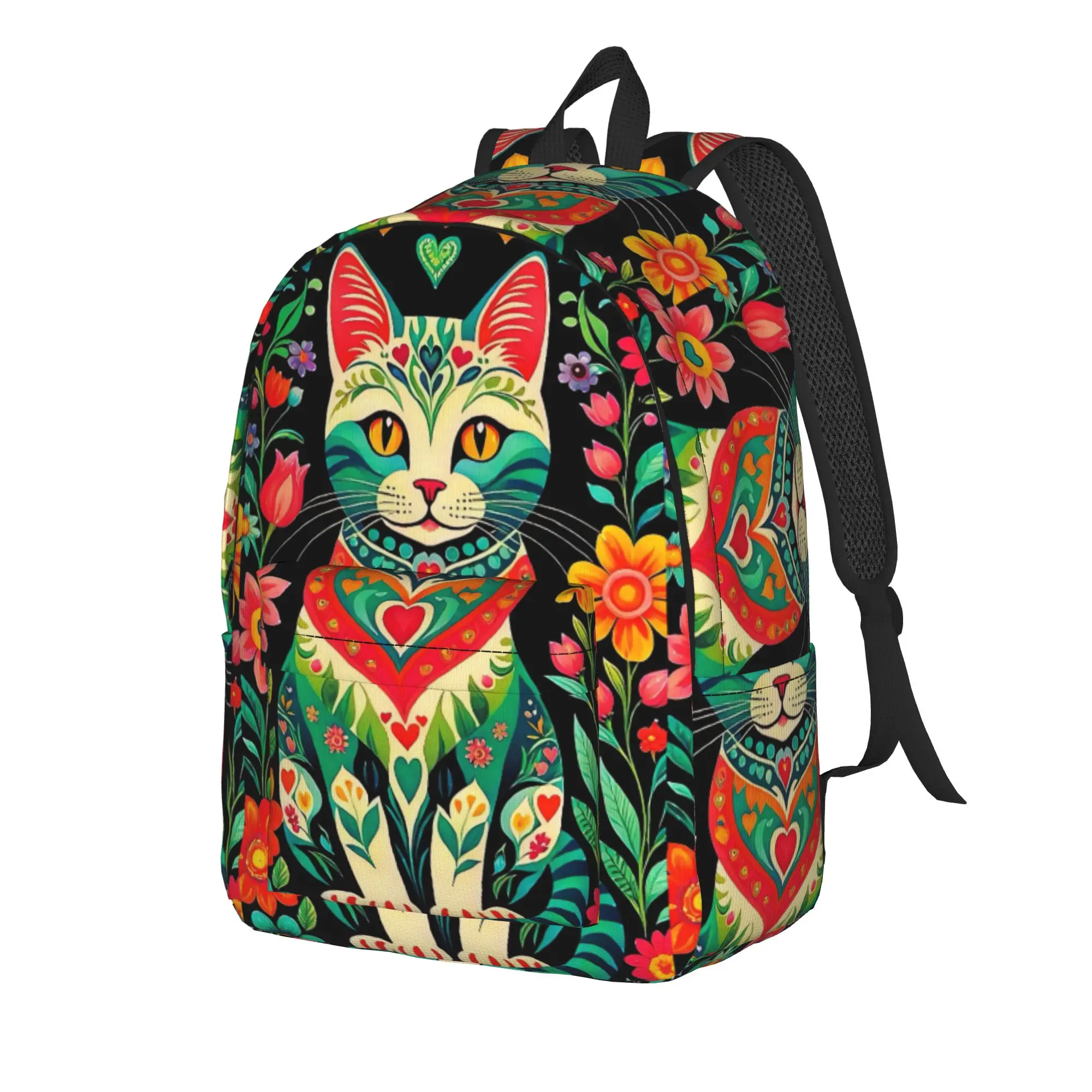 Bohemian Floral Tile Backpack  Student Polyester College Backpacks Pattern Casual High School Bags Rucksack