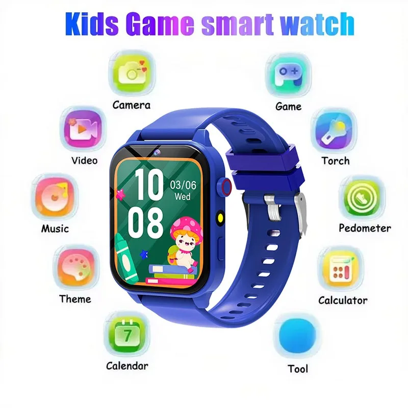 

New Smart Watch Kids Toys 18 Games Sleep Monitoring Alarm Clock Calculator Steps Children Smartwatch Camera Girls Boys Gifts