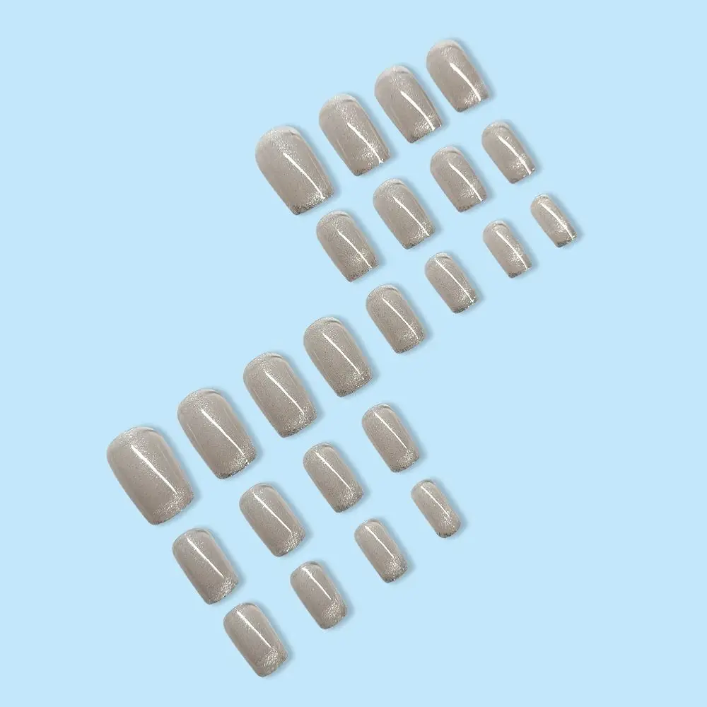 موضة راقصة الباليه الطويلة والأظافر الصناعية المربعة بريق عين القط أسود أبيض مسمار نصائح الفرنسية انفصال اضغط على الأظافر DIY بها بنفسك #2