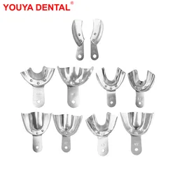 Bandejas de impresión Dental de Metal para odontología edentosa, soporte de bandeja Dental Autoclavable de aleación de aluminio, instrumento de dentista, 2 piezas por juego