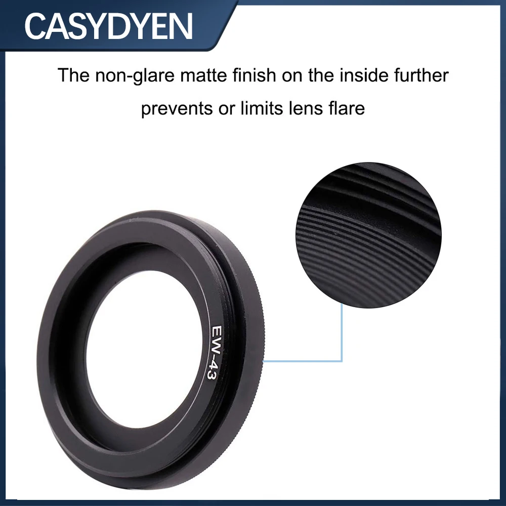 EW43 Metal Lens Hood Shade Protector For Canon EF-M 22mm f/2 STM Lens Replaces Canon EF-M 22mm f/2 STM Lens