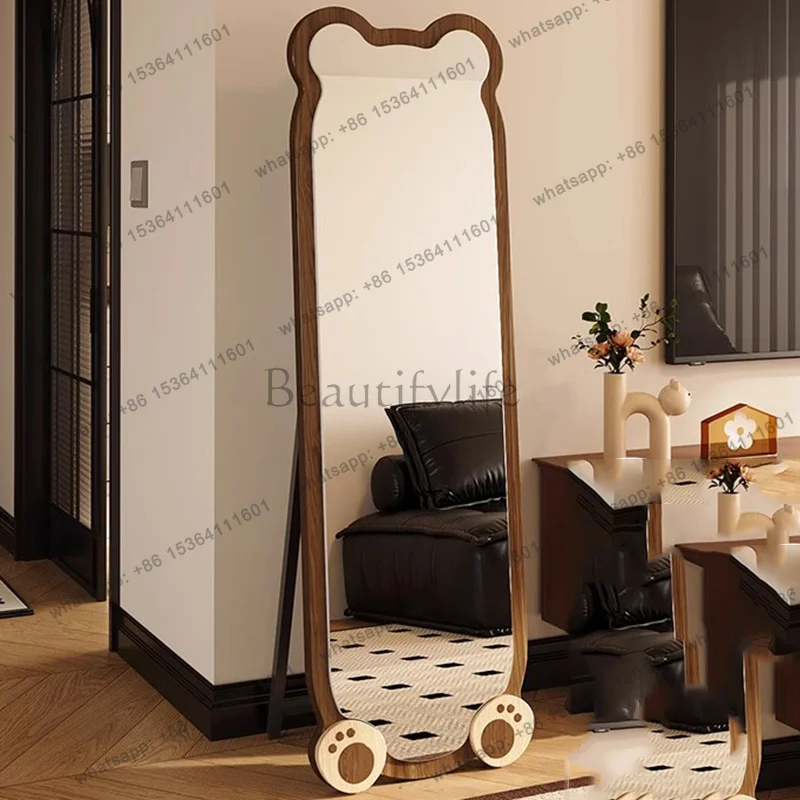 LD Wooden Cute Mirror Decoration Standing Bedroom Aesthetic Long Girls Full Body Mirror Modern Cosmetics Spiegels