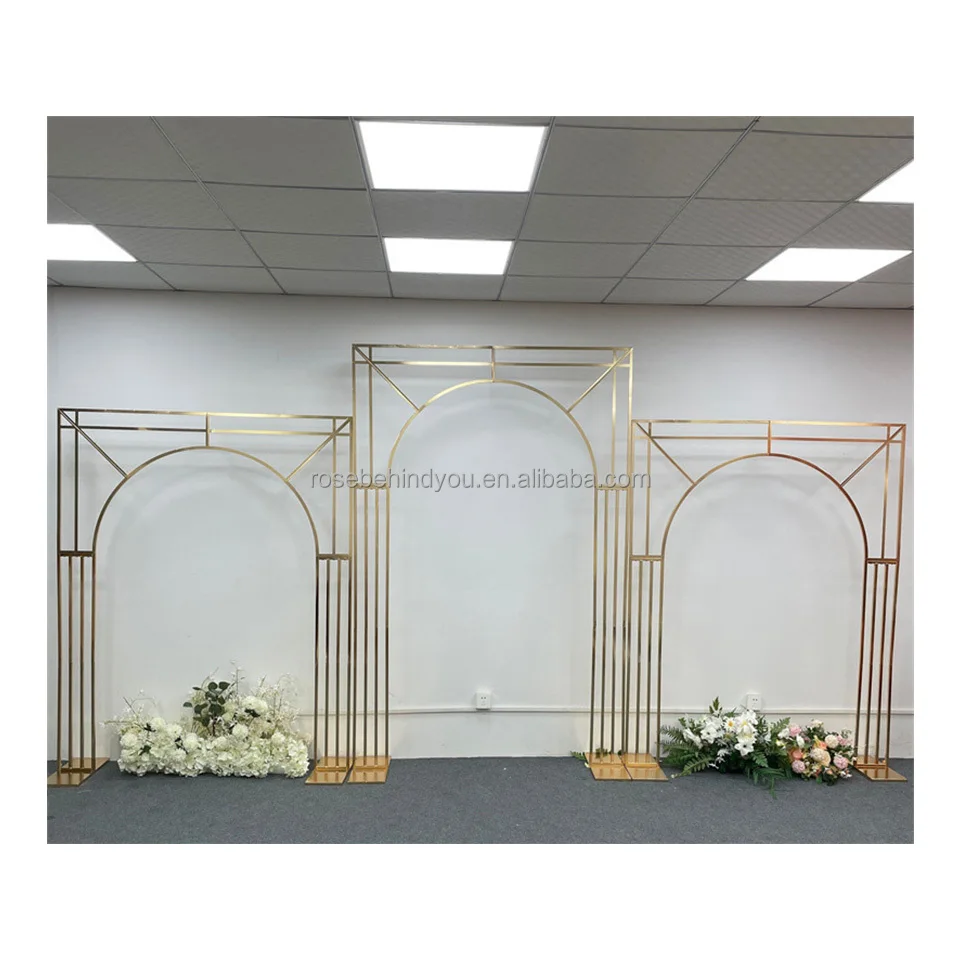 

Wedding Party Event Stage Metal Detachable Backdrop Gold Arch Outdoor Indoor Wedding Decoration Backdrop Stand