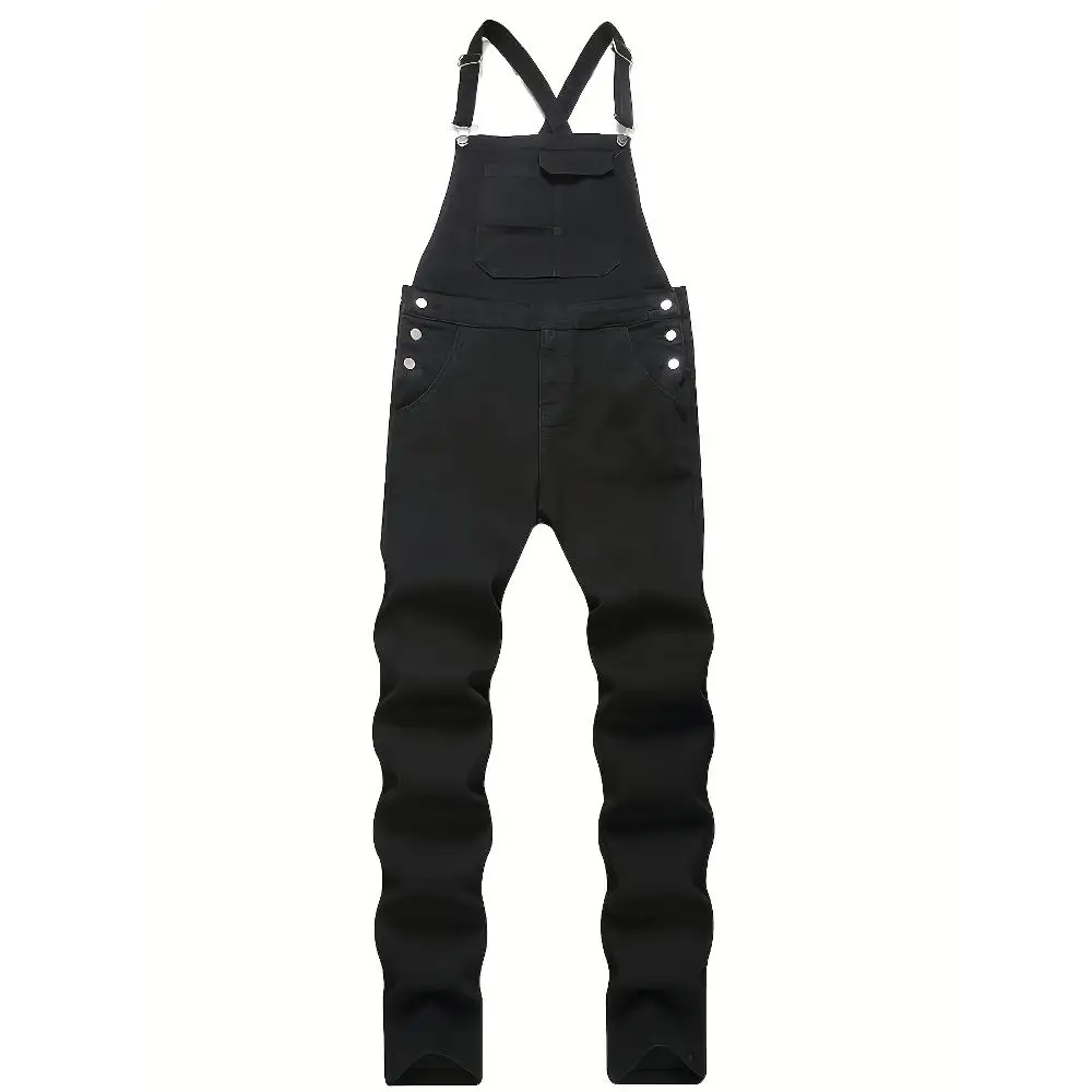 

Men's retro denim overalls, age-reducing and slimming jumpsuit, plus-size casual denim pants, work pants, machine washable.