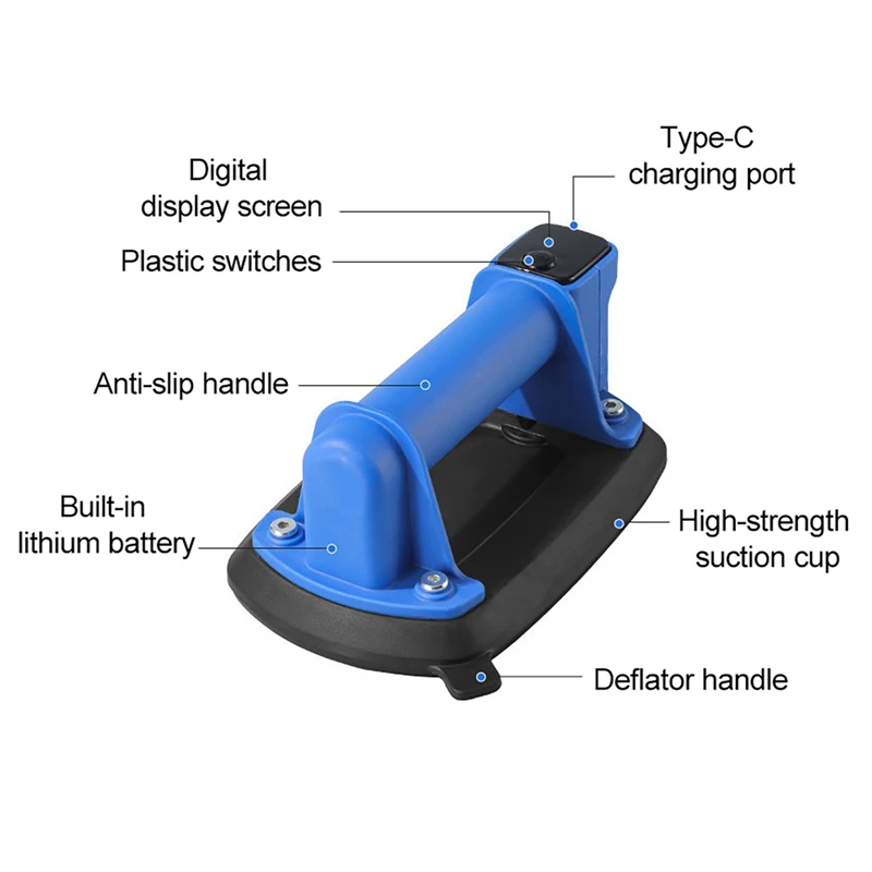 

100KG Load Heavy-Duty Vacuum Suction Cup Intelligent Electric Air Pump for Building Materials Glass Ceramic Tiles Lifting Tool