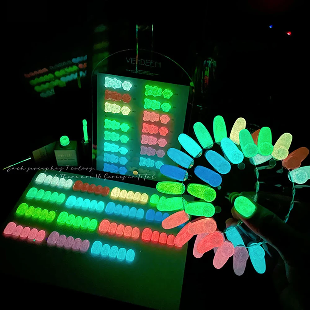 Vendeeni 15 Colors Fluorescence Flash Broken Diamond Gel Nail Polish TPO HEMA FREE Glitter UV Soak Off Gel Varnish With Display