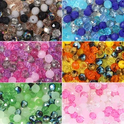 200pcs/Lot 4mm Pink Purple Rondelle Austria Faceted Glass Beads For Jewelry Making Loose Spacer Beads Crystal Beads DIY Bracelet