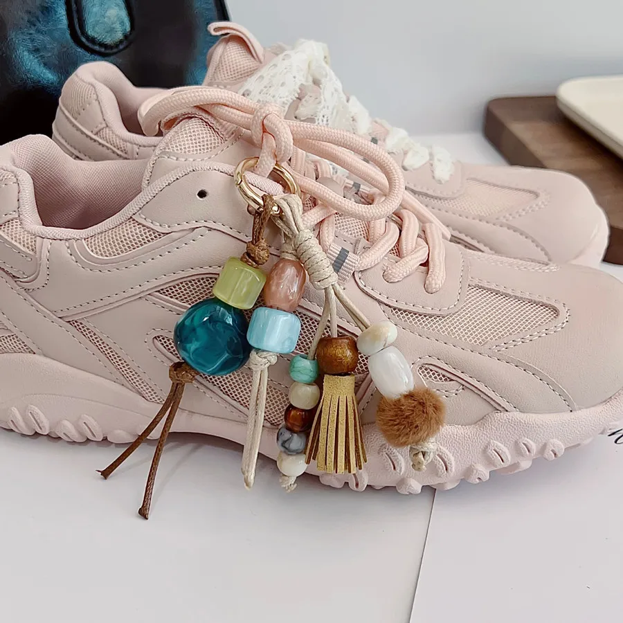 Retro Tassel Plush Shoe Charms Hand Woven Multi-use DIY Accessories Fresh Color Pendants Fashion Decoration for Shoes Cloth Bag