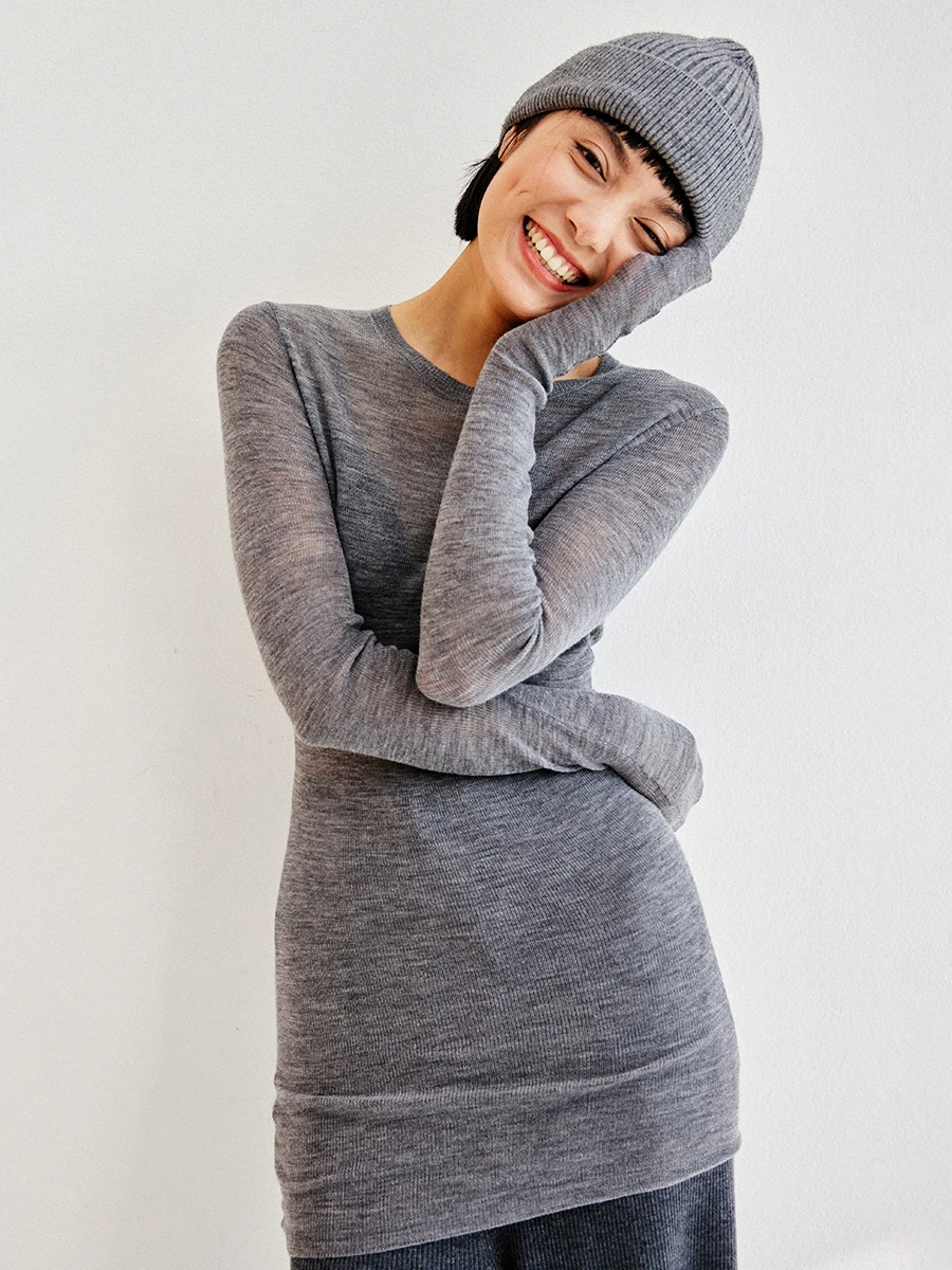 

Modern Commute Sexy Ioo Extrine Wool Slim Knitted Sweater Women's Faionable Cozy Long Sve Low Collar Regular Length