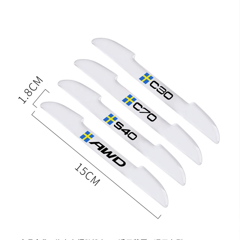 4pcs Car door Transparent strip for Volvo r xc60 s60 v40 v50 v60 s80 s40 c30 awd c70 s40 s60 s80 s90 t6 v70 v90 xc40 xc70 xc90