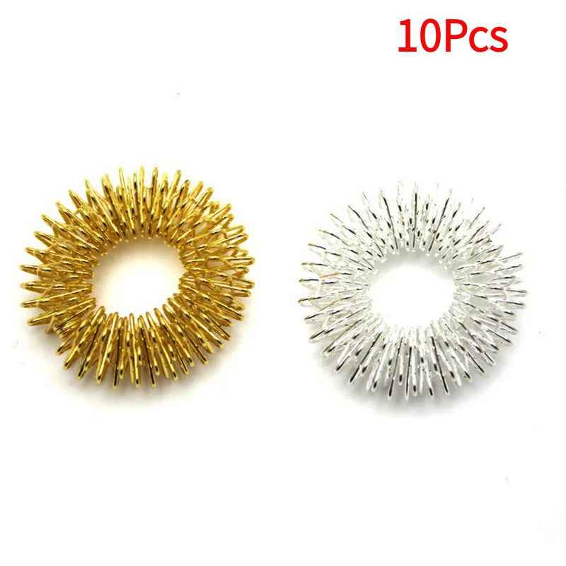 *10Pcs Stainless Steel Finger Massage Ring Acupuncture Ring Therapy Relax Blood