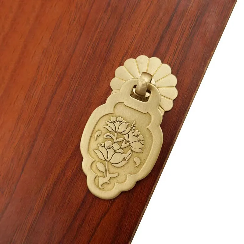 Brass Lotus Handle  Drawer Knob Furniture Wardrobe Shoe Closet Cabinet Door Single Hole Cone Pull Hardware
