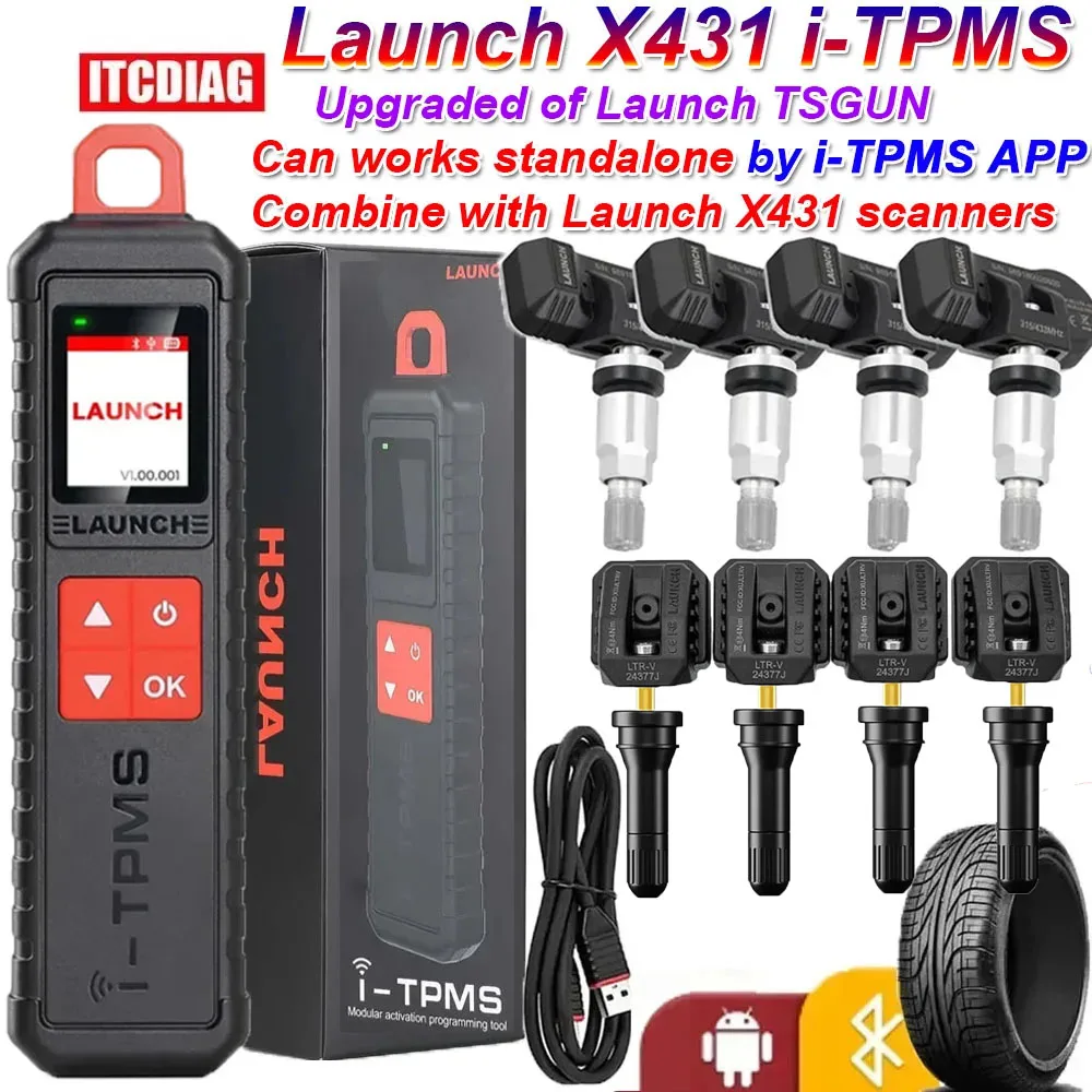 Launch X431 i-TPMS Tire Pressure Detector Upgraded of TSGUN Can works standalone by i-TPMS APP or Work with Launch X431 V V+ etc