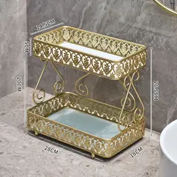 Light Luxury Bathroom Shelf Storage Rack Desktop Toilet Paper Glass Iron Cosmetic Washstand Organizer Holder Shelve Accessories