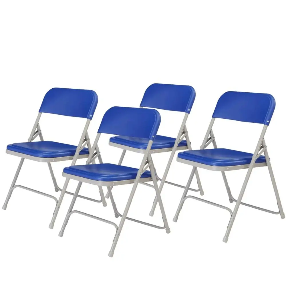 800 Series Steel Premium Lightweight Plastic Seat and Back Stacking Folding Chair with Double Brace, 480 lbs Capacity, Blue