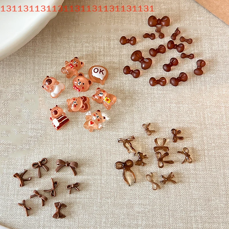 50 pezzi di ciondoli per unghie a forma di farfalla 3D, accessori fai da te per manicure, simpatico fiocco, orso, capibara, decorazioni per unghie in resina