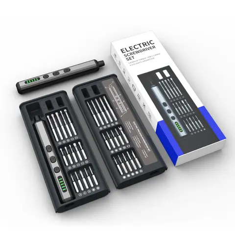 Elektrisk skruvmejselsats Precisionsverktygssats Uppladdningsbar med LED-ljus 30 bitar för PC Mobiltelefonreparationsverktyg DIY Hand 6 best sales elektrisk skruvmejsel för bärbar dator - №5