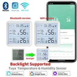 Tuya WiFi Temperature Humidity Sensor For Smart Home Backlight Hygrometer Thermometer Compatible Bluetooth APP Remote Control