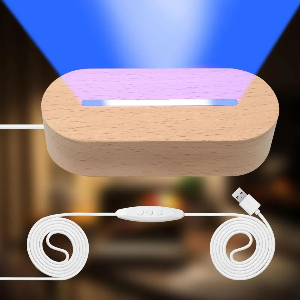 Lampu LED Kayu dengan Lampu Malam USB Akrilik DIY 3/7 Warna Dekorasi Rumah Hadiah Natal Anak-anak Lampu Suasana Keluarga Orang Tua